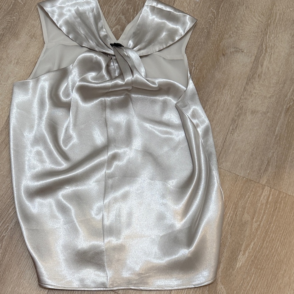 Ann Taylor Silver Satin Sleeveless Top